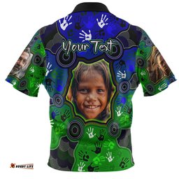 Amazing Aussie Australia Torres Strait Islands Custom Aboriginal Dot Art Indigenous Handprints Personalised Photo Polo Shirt