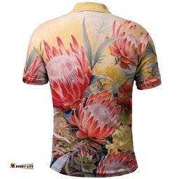 Amazing Aussie Australia Waratah Yellow Orange Waratah Flowers Art Polo Shirt
