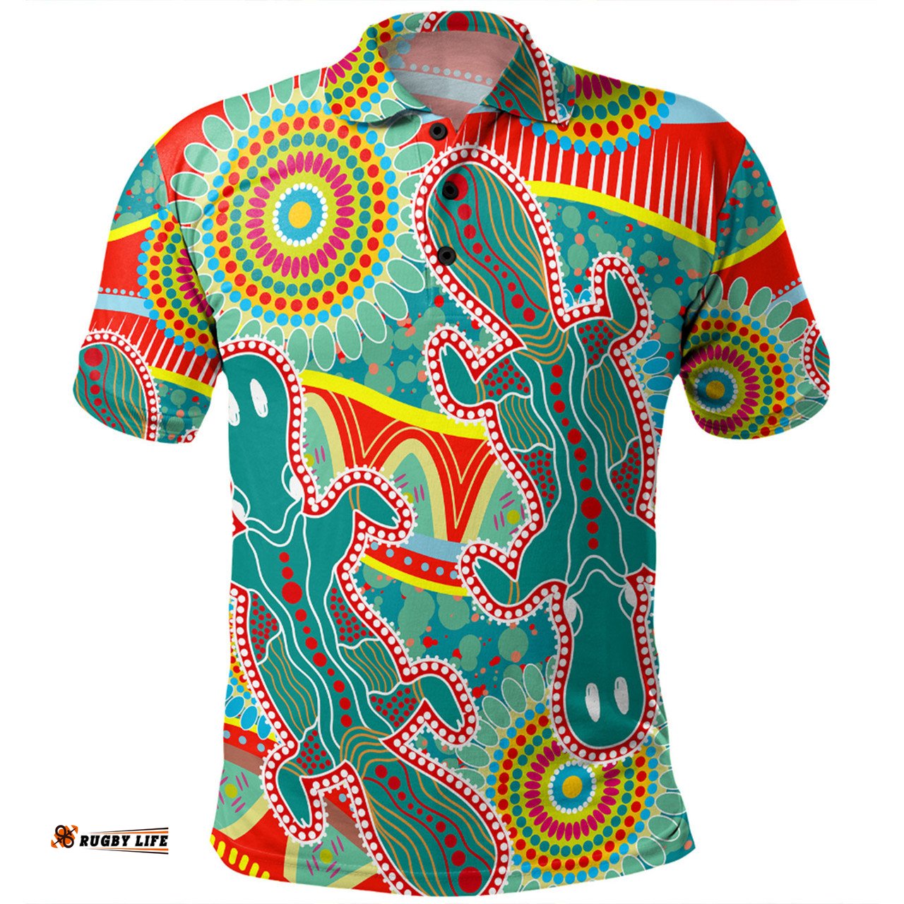 Amazing Aussie Australia Platypus Aboriginal Green Platypus With Aboriginal Art Dot Painting Patterns Inspired Polo Shirt