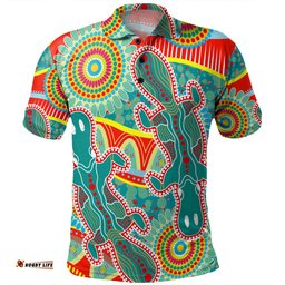 Amazing Aussie Australia Platypus Aboriginal Green Platypus With Aboriginal Art Dot Painting Patterns Inspired Polo Shirt
