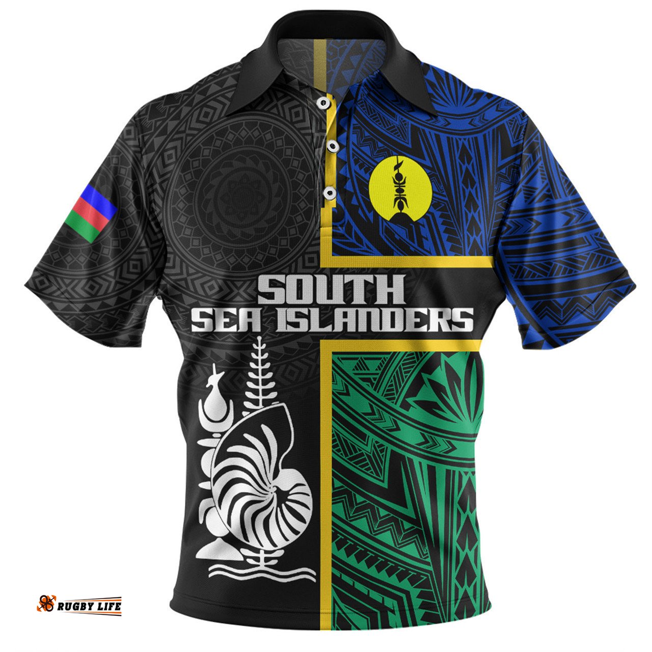 Amazing Aussie Australia South Sea Islanders New Caledonia Flag Polynesian Tattoo Style Polo Shirt