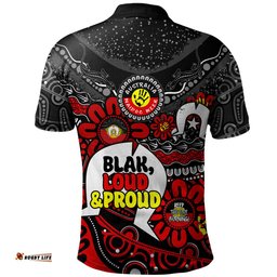 Amazing Aussie Australia Naidoc Week Torres Strait Symbol With Aboriginal Pattern Inspired Black Polo Shirt
