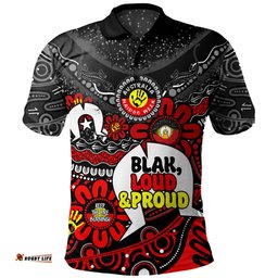 Amazing Aussie Australia Naidoc Week Torres Strait Symbol With Aboriginal Pattern Inspired Black Polo Shirt