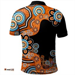 Amazing Aussie Australia Aboriginal Indigenous Dot Painting Orange Polo Shirt