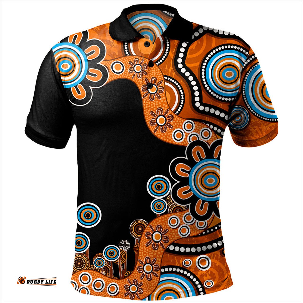 Amazing Aussie Australia Aboriginal Indigenous Dot Painting Orange Polo Shirt