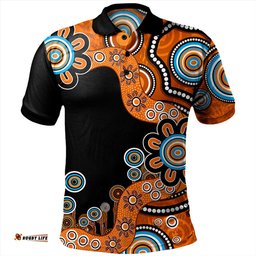 Amazing Aussie Australia Aboriginal Indigenous Dot Painting Orange Polo Shirt