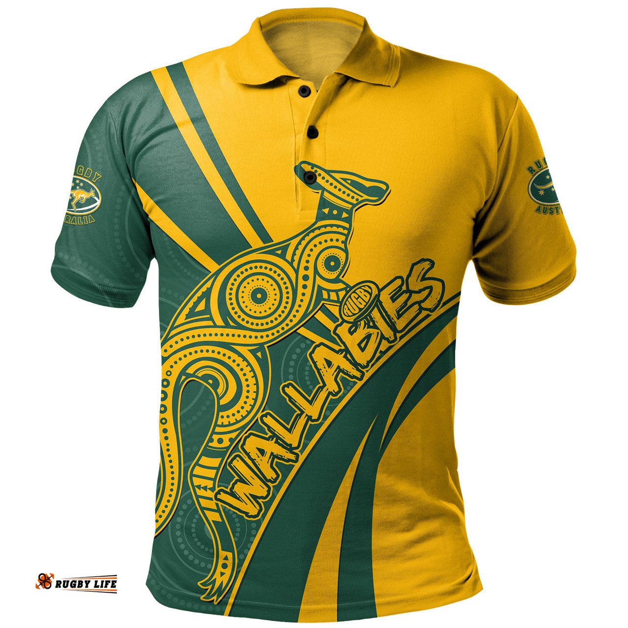 Amazing Aussie Australia Wallabies Squad Aboriginal Pattern Inspired Polo Shirt