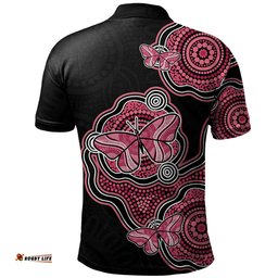 Amazing Aussie Australia Aboriginal Butterfly Dot Art Inspired Polo Shirt