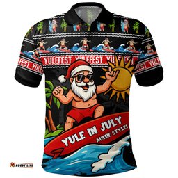 Amazing Aussie Australia Santa's Yule Wave Ride Polo Shirt