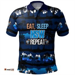 Amazing Aussie Cockroach Sport Eat Sleep Repeat With Tropical Patterns Polo Shirt