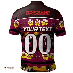 Amazing Aussie Brisbane Broncos Tropical Hibiscus and Coconut Trees Polo Shirt