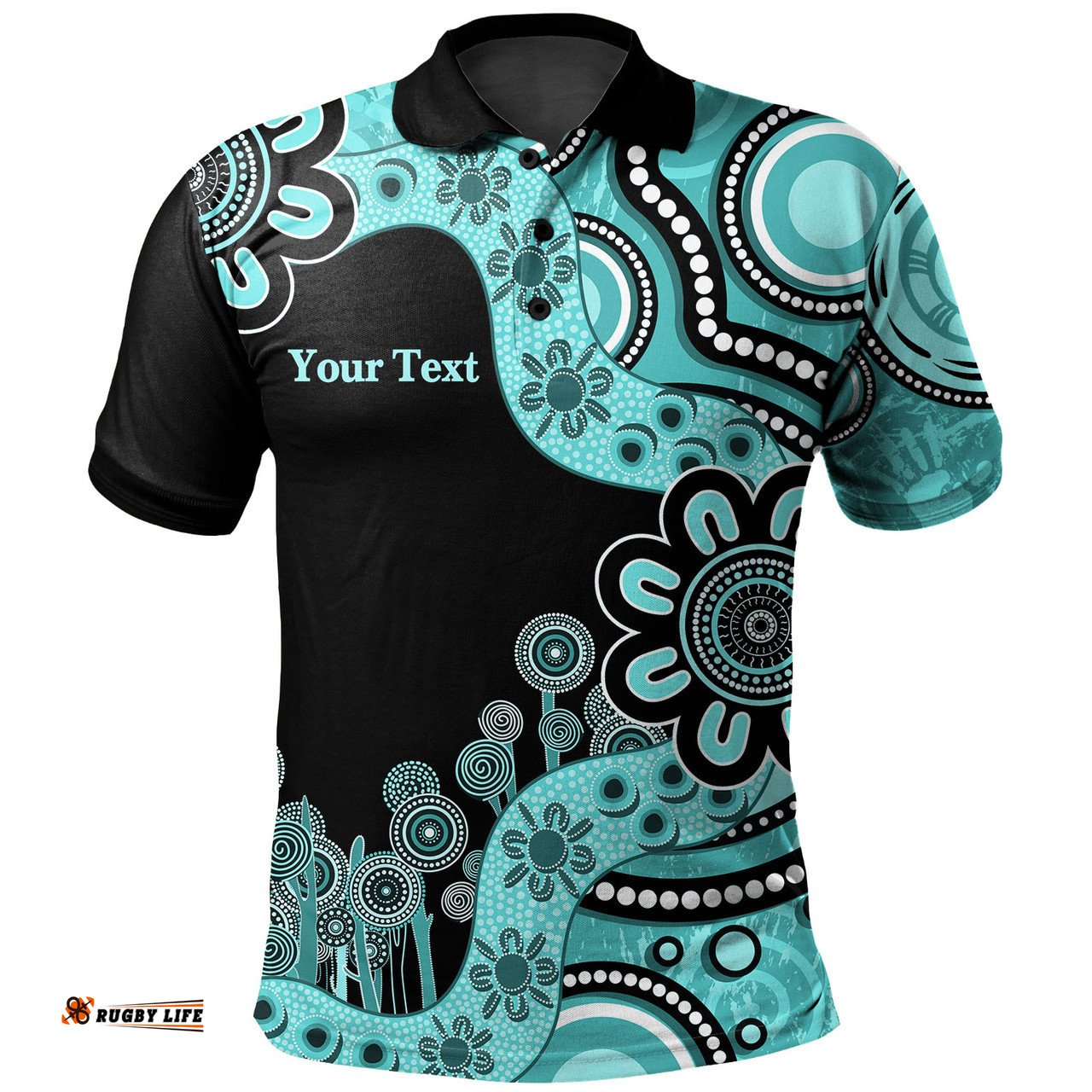 Amazing Aussie Australia Custom Aboriginal Dot Painting Turquoise Polo Shirt
