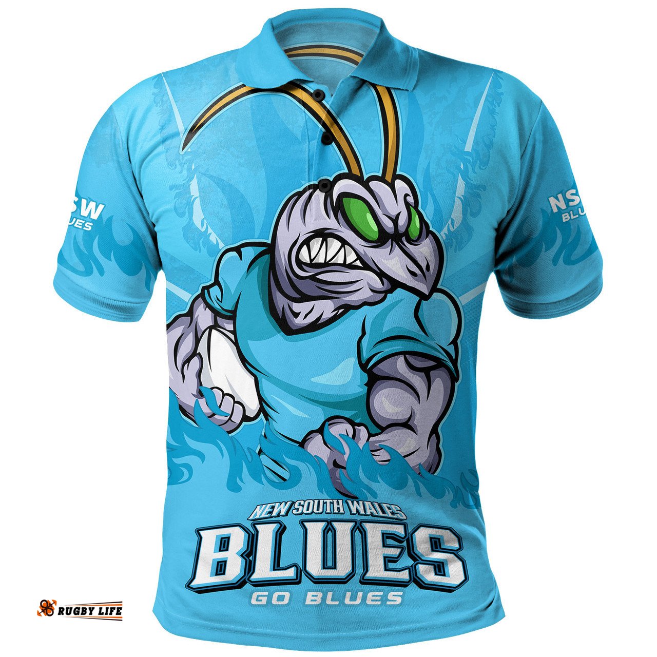Amazing Aussie New South Wales Blues Strong Fighting Flame Go Blues Polo Shirt