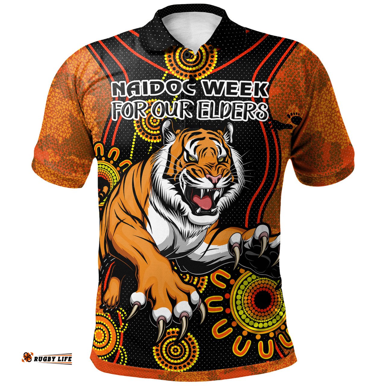 Amazing Aussie Wests Tigers Naidoc Custom The For Our Elders Polo Shirt