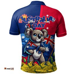 Amazing Aussie Australia Golden Wattle And Koala Australia Day Celebration Polo Shirt
