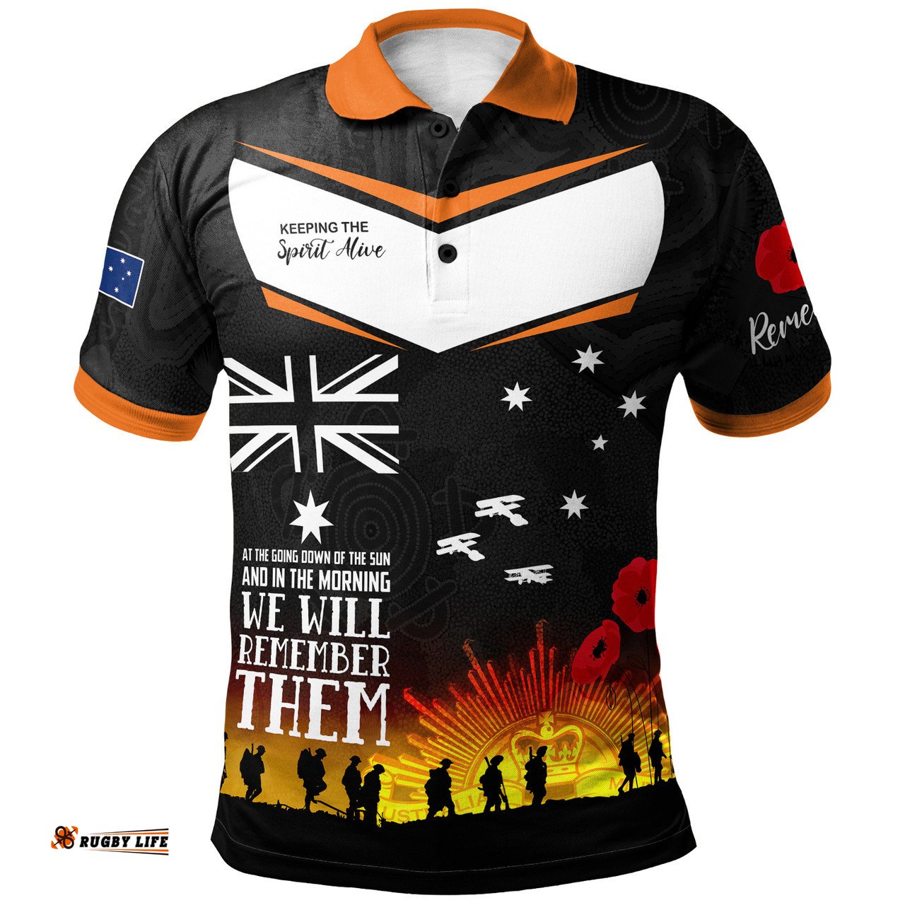 Amazing Aussie South Sydney Rabbitohs Anzac Custom Keeping The Spirit Alive Polo Shirt