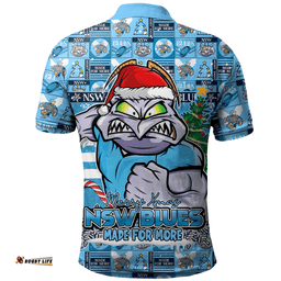 Amazing Aussie New South Wales Blues Merry Ugly Christmas Comic Style Polo Shirt