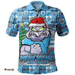 Amazing Aussie New South Wales Blues Merry Ugly Christmas Comic Style Polo Shirt