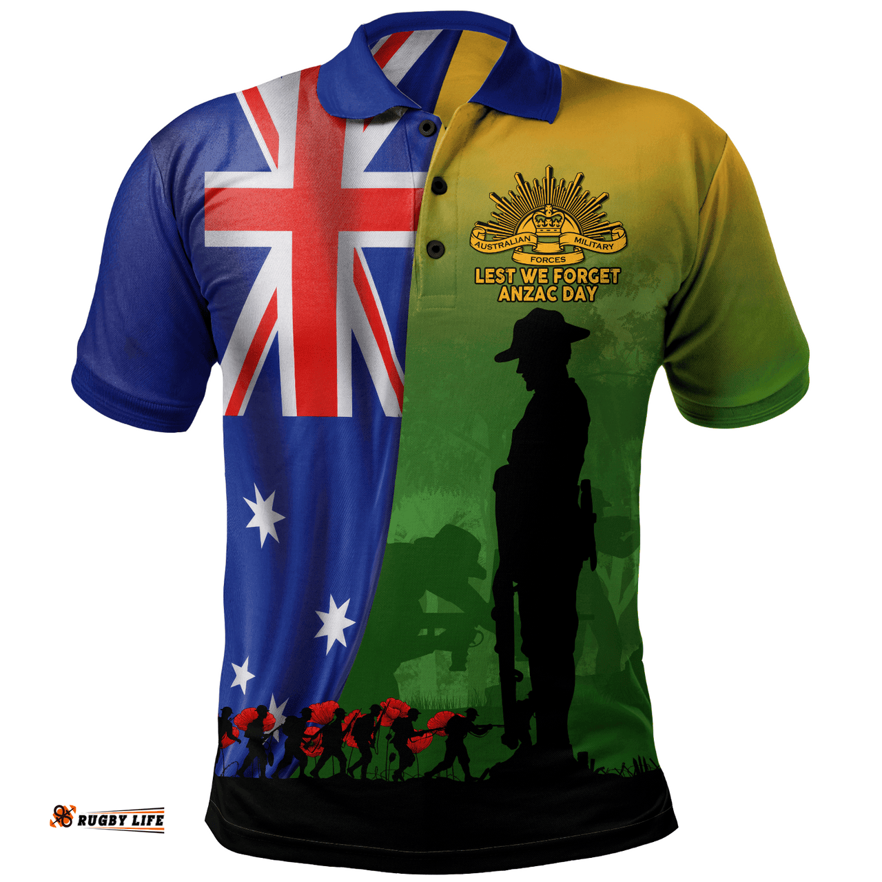 Amazing Aussie Australia March Of The Brave ANZAC Tribute Polo Shirt