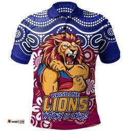 Amazing Aussie Brisbane Lions Aboriginal Inspired Tough Fan Football For Life Polo Shirt