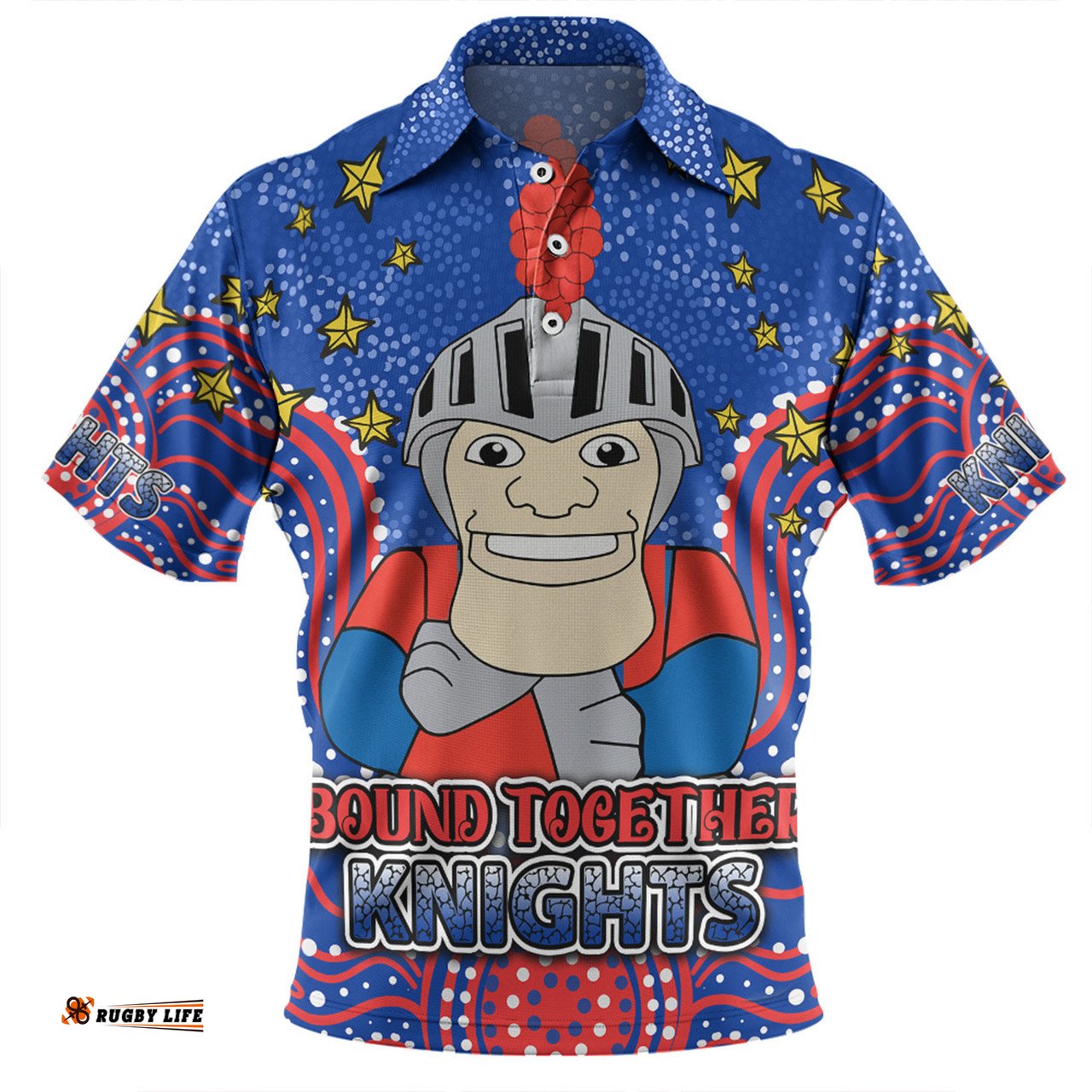 Amazing Aussie Newcastle Knights Custom Custom With Aboriginal Inspired Style Of Dot Painting Patterns  Polo Shirt