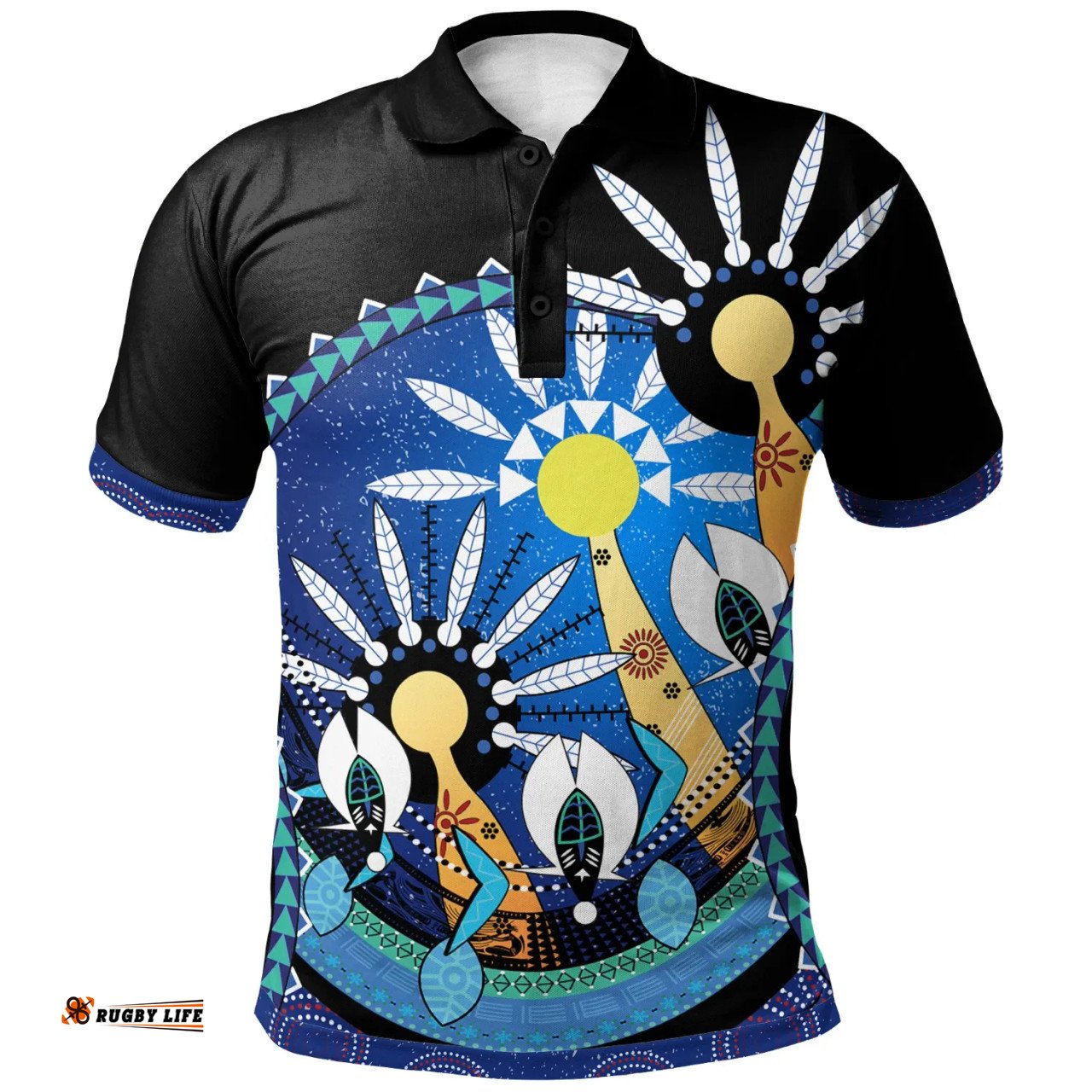 Amazing Aussie Australia Torres Strait Dhari Mask In Plam Tree Polo Shirt
