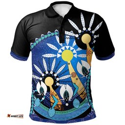 Amazing Aussie Australia Torres Strait Dhari Mask In Plam Tree Polo Shirt