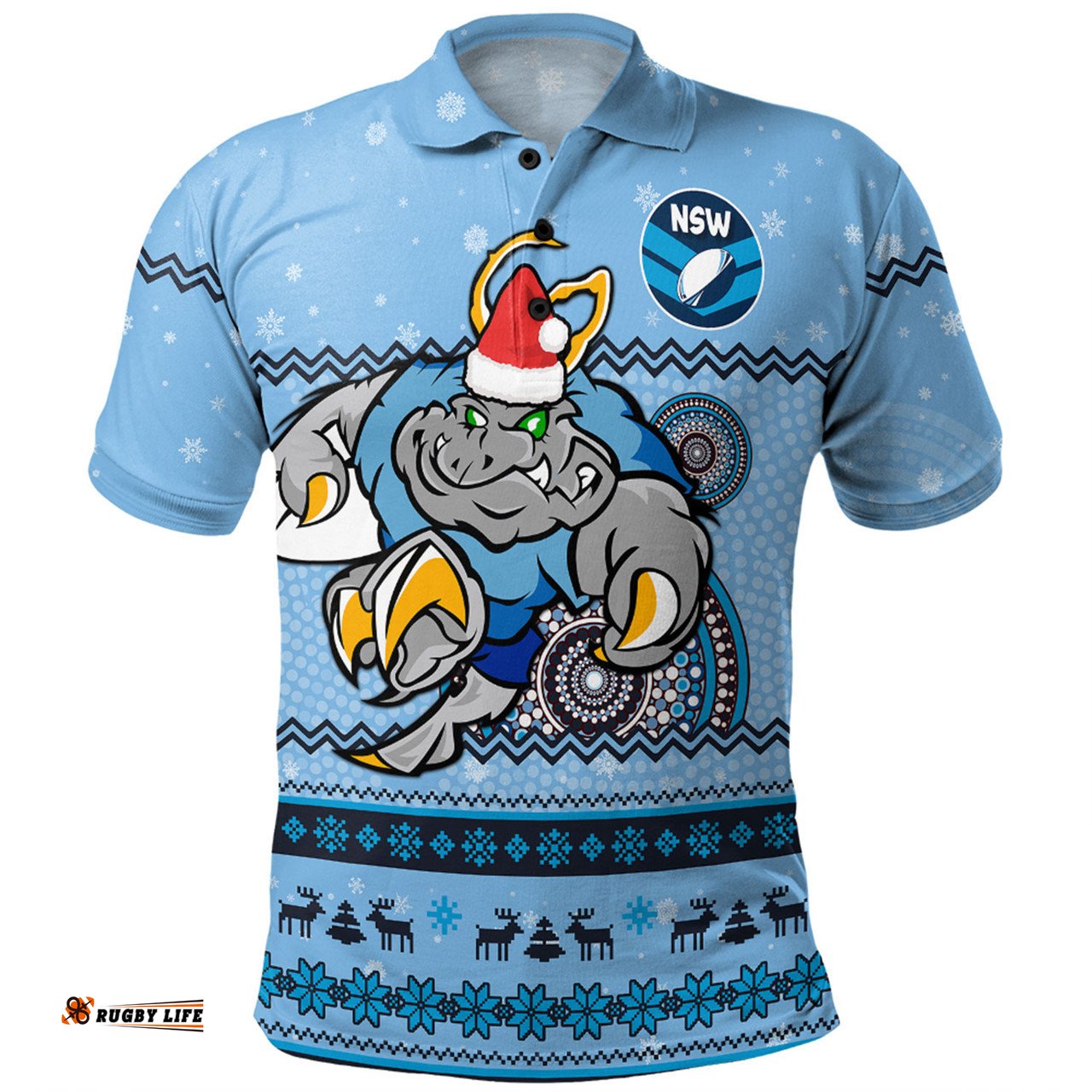 Amazing Aussie New South Wales Cockroaches Christmas Custom Ugly Xmas And Aboriginal Patterns For Die Hard Fan Polo Shirt