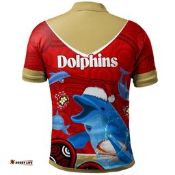 Amazing Aussie Redcliffe Dolphins Custom Redcliffe Dolphins Christmas Aboriginal Inspired Teammates Polo Shirt