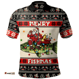 Amazing Aussie Australia Fishing Santa Ugly Christmas Polo Shirt