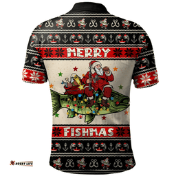 Amazing Aussie Australia Fishing Santa Ugly Christmas Polo Shirt