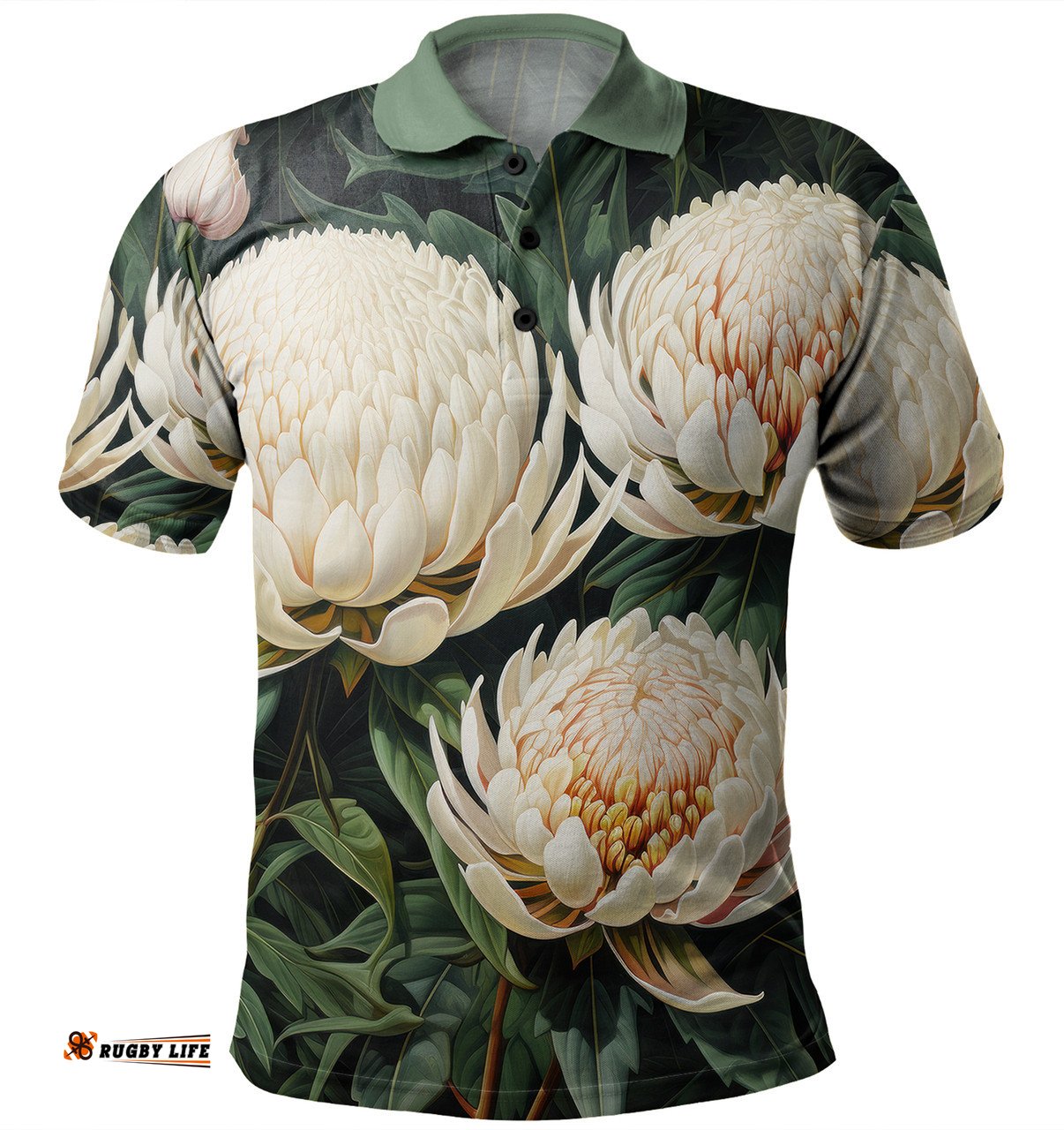 Amazing Aussie Australia Waratah White Waratah Flowers Fine Art Ver2 Polo Shirt