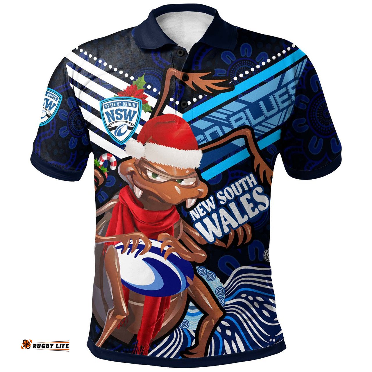 Amazing Aussie Cockroach Custom Cockroach Aboriginal Inspired State Of Origin Christmas Polo Shirt