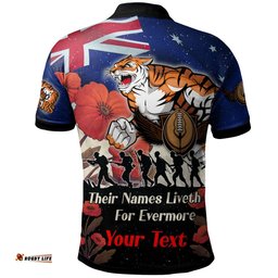 Amazing Aussie Wests Tigers Custom Remember Them Red Poppy Flowers Polo Shirt