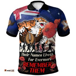 Amazing Aussie Wests Tigers Custom Remember Them Red Poppy Flowers Polo Shirt
