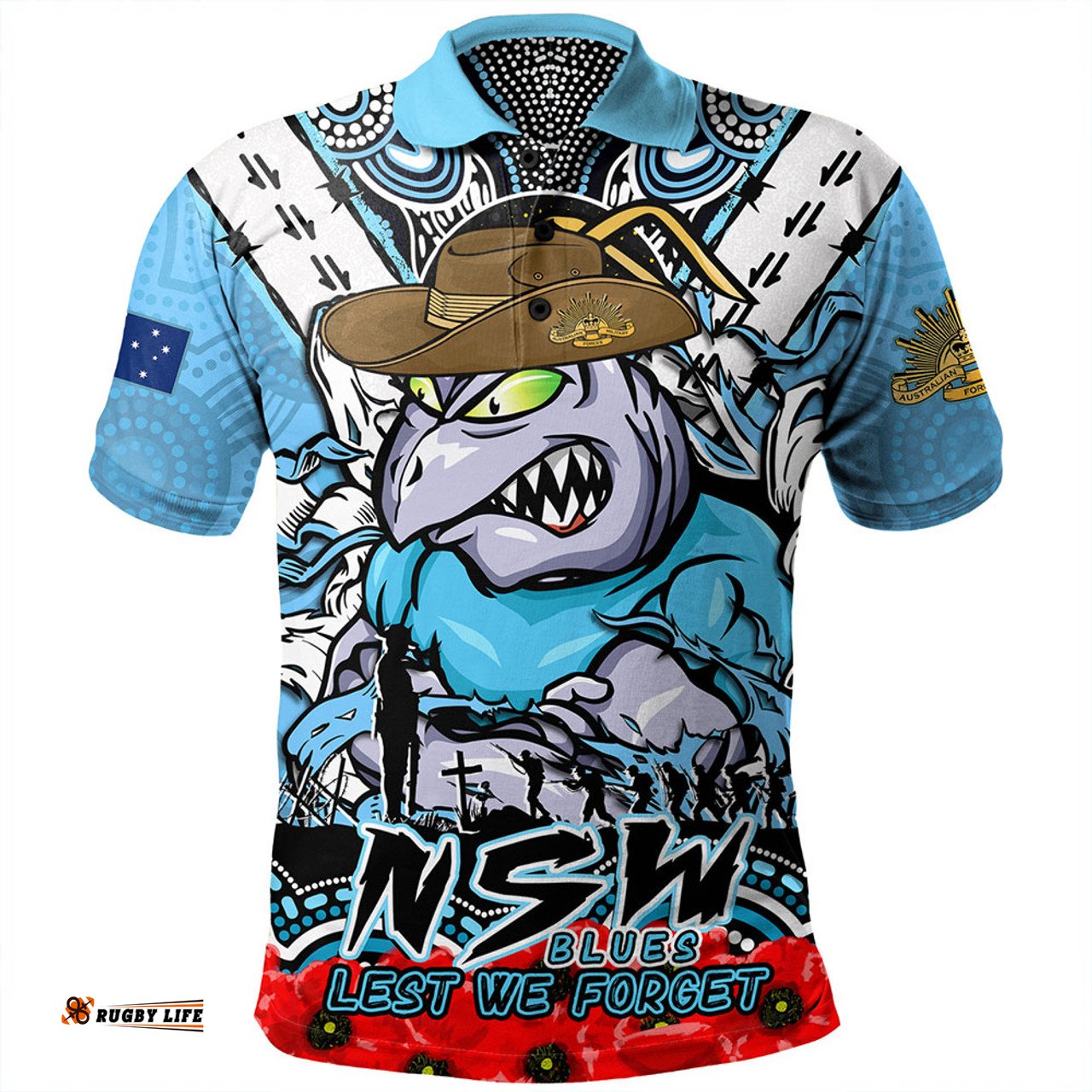 Amazing Aussie New South Wales Blues Ripped Legacy Of The Game The ANZAC Spirit Lives On Polo Shirt