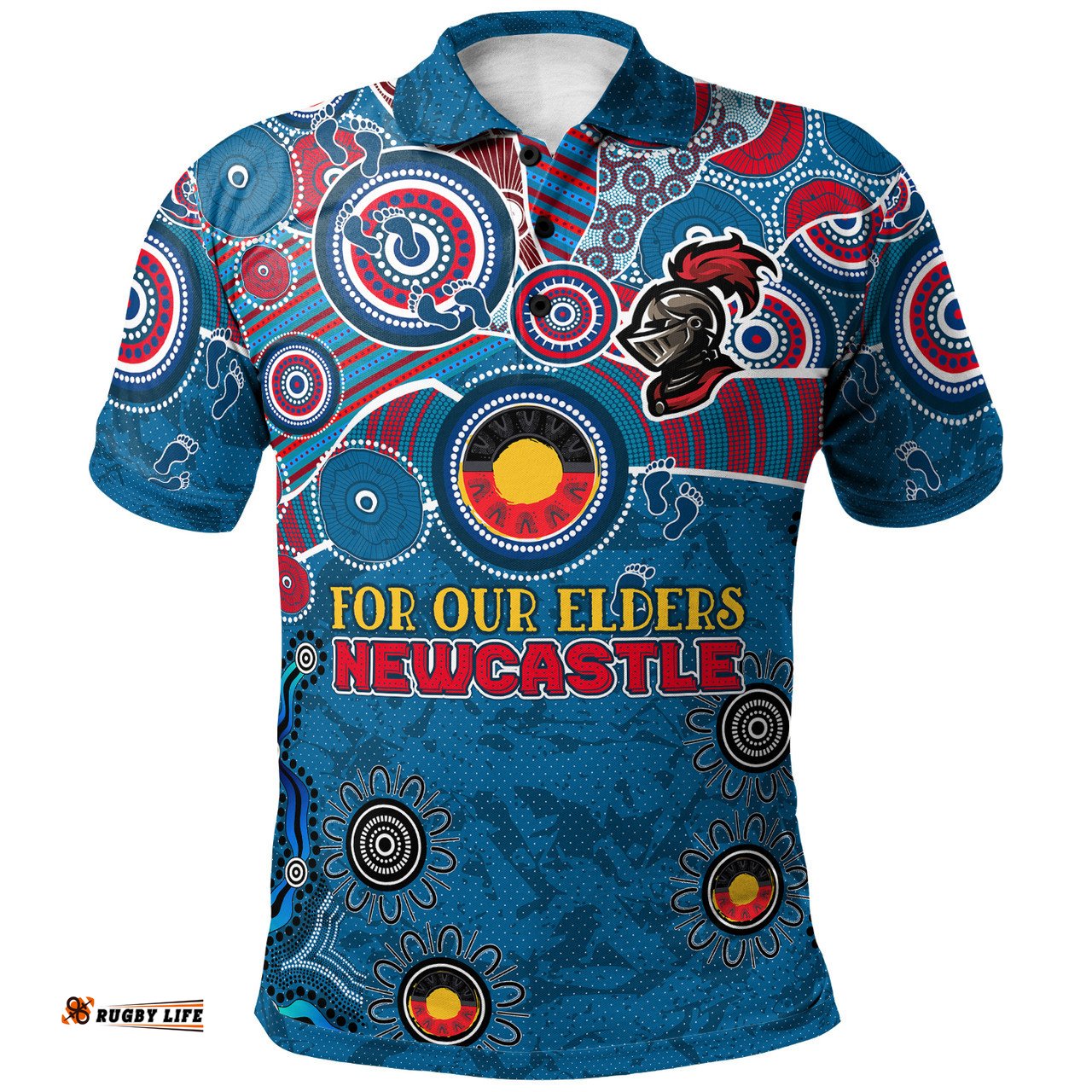 Amazing Aussie Newcastle Knights Naidoc Custom For Our Elders Polo Shirt