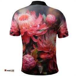 Amazing Aussie Australia Waratah Waratah Oil Painting Abstract Ver1 Polo Shirt
