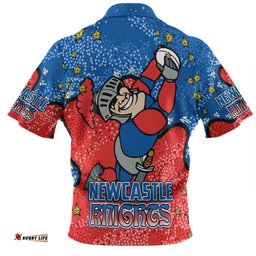 Amazing Aussie Newcastle Knights Custom Team With Dot And Star Patterns For Tough Fan Polo Shirt