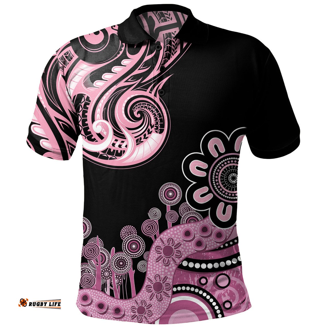 Amazing Aussie Australia Custom Maori Pattern Aboriginal Indigenous Dot Painting Baby Pink Polo Shirt