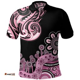Amazing Aussie Australia Custom Maori Pattern Aboriginal Indigenous Dot Painting Baby Pink Polo Shirt