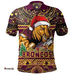 Amazing Aussie Brisbane Broncos Aboriginal Xmas Special Ugly Christmas Style Polo Shirt