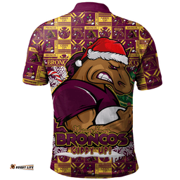 Amazing Aussie Brisbane Broncos Merry Ugly Christmas Comic Style Polo Shirt