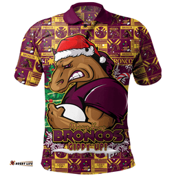 Amazing Aussie Brisbane Broncos Merry Ugly Christmas Comic Style Polo Shirt