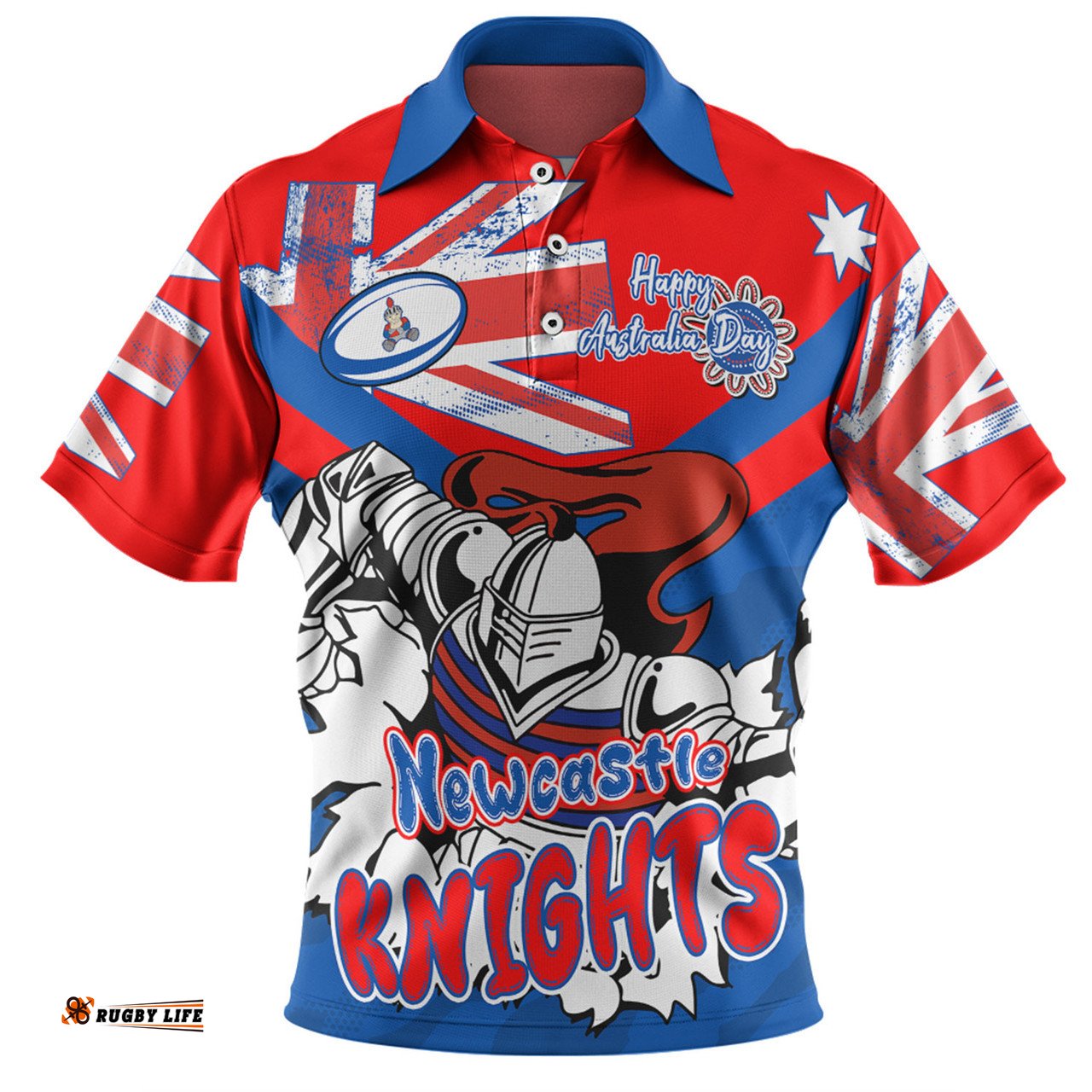 Amazing Aussie Newcastle Knights Happy Australia Day We Are One And Free Polo Shirt