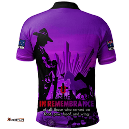 Amazing Aussie Australia Anzac Day Animal Companions Forever Remembered Polo Shirt