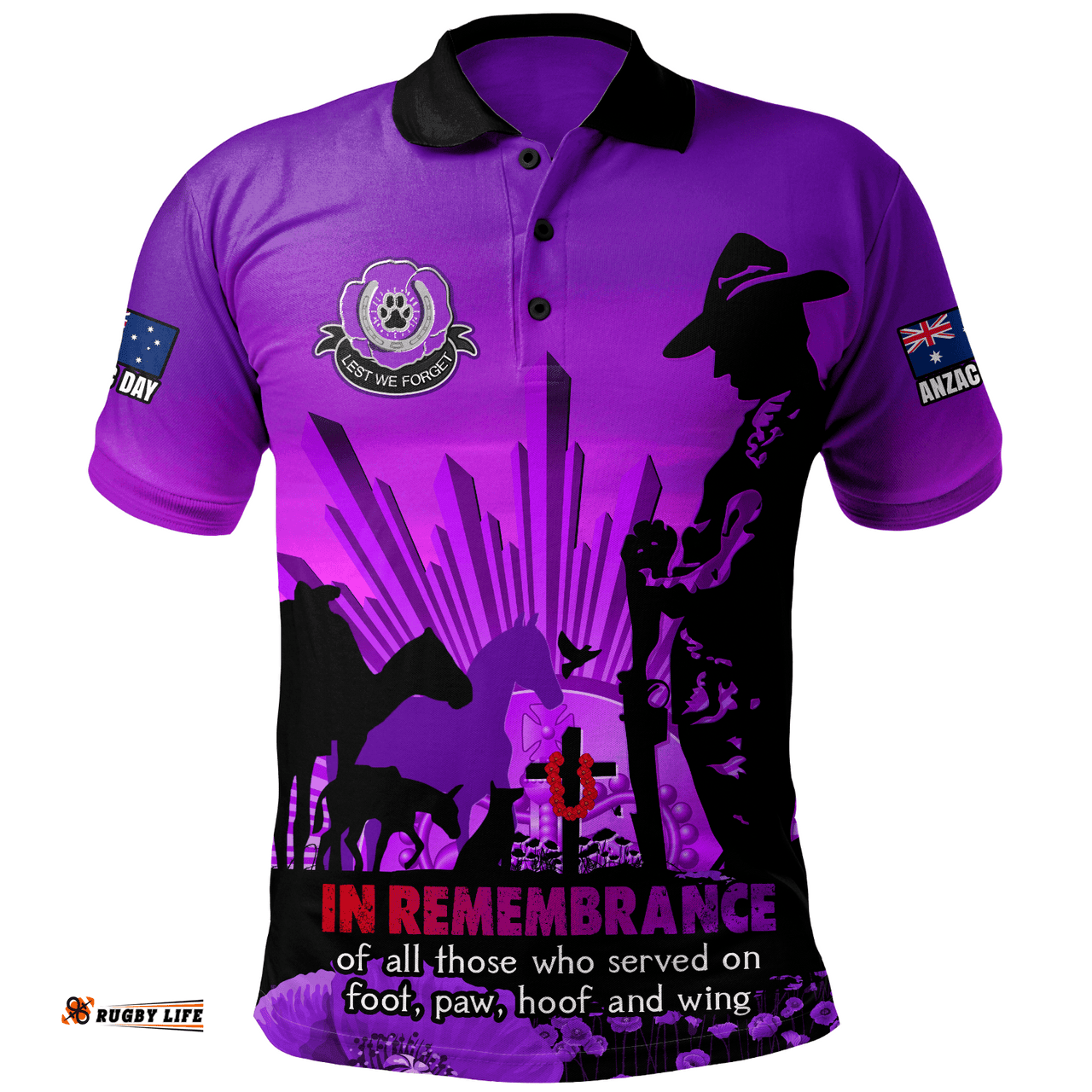 Amazing Aussie Australia Anzac Day Animal Companions Forever Remembered Polo Shirt