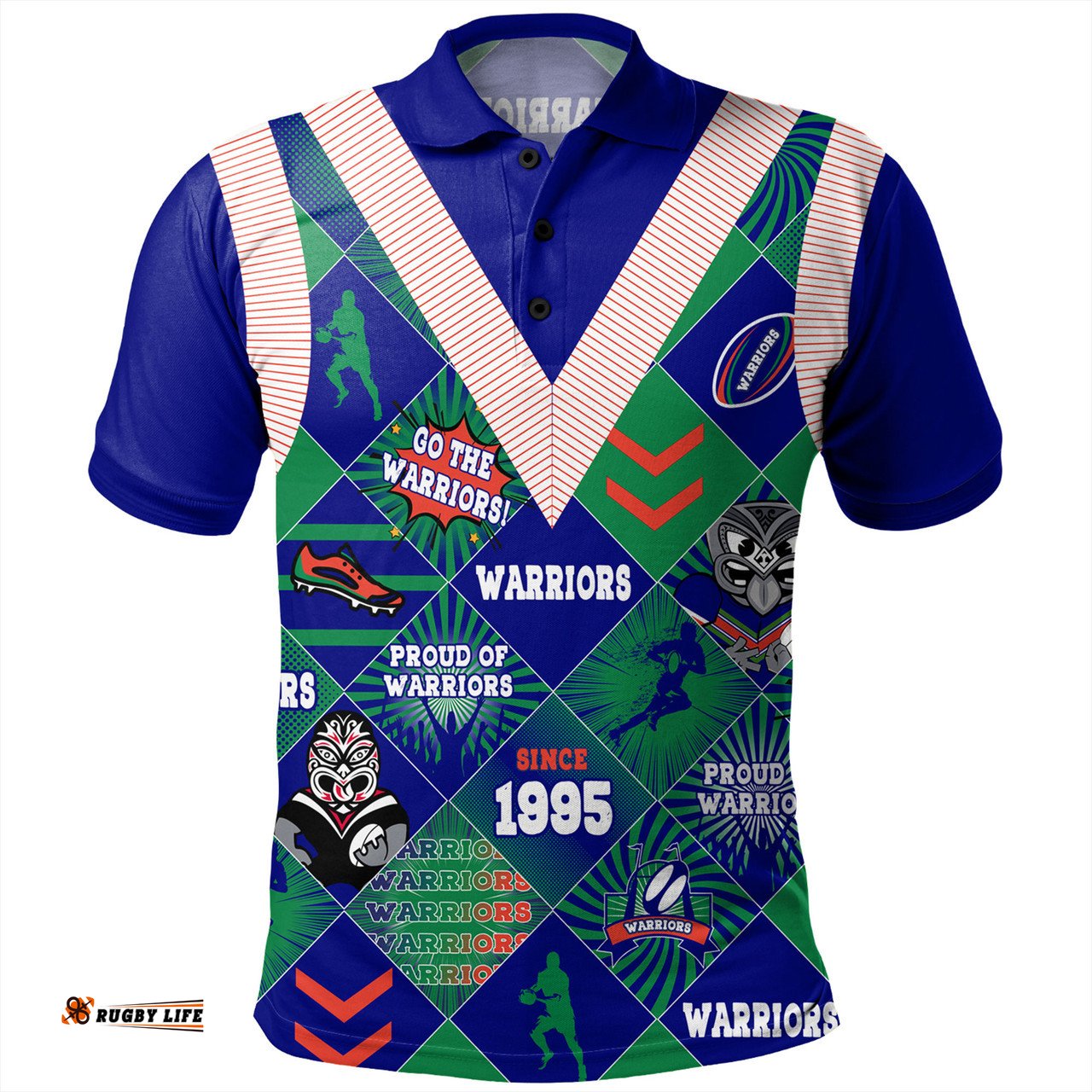 Amazing Aussie New Zealand Warriors Sport Argyle Patterns Style Tough Fan Rugby For Life Polo Shirt