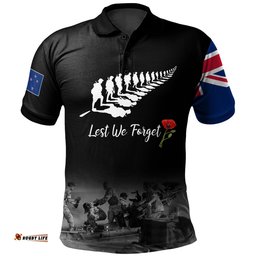 Amazing Aussie New Zealand Anzac Day Custom Stand For The Flag Kneel For The Fallen Polo Shirt