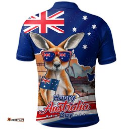 Amazing Aussie Australia Happy Australia Day Kangaroo With Sydney Opera House At Sunset Polo Shirt